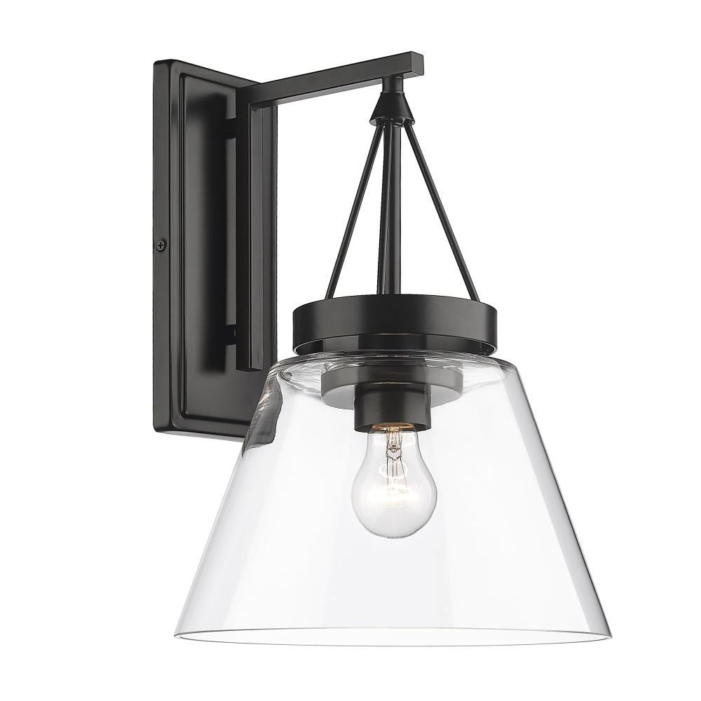 Golden Lighting Penn 1-light Wall Sconce in Matte Black and Clear Glass